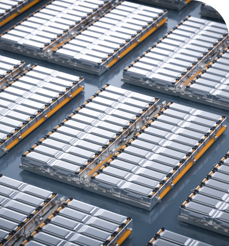 Image of a warehouse with EV batteries | Image d’un entrepôt avec des batteries de VE